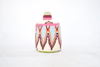  Berber Basket Handwoven Vintage Moroccan Basket Wool Lidded Basket 