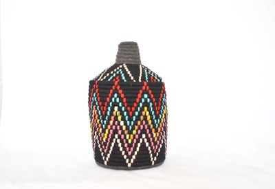   SOLD SOLD SOLD Berber Basket Handwoven Vintage Moroccan Wool Lidded Basket