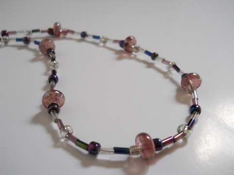 Metallic Pink Bead Necklace