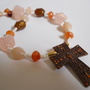 Amber Cross Pendant Necklace - Thumbnail 1