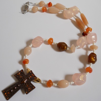 Amber cross pendant necklace