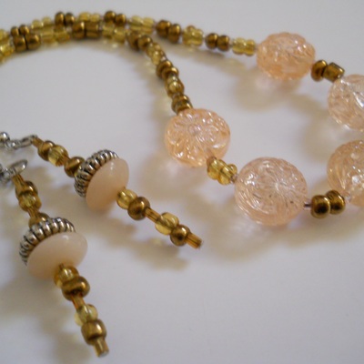 Yellow and golden bead necklace and earrings