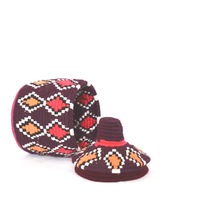   Berber Basket Handwoven Vintage Moroccan Wool Lidded Basket - Thumbnail 1