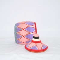 Berber Basket Handwoven Vintage Moroccan Wool Lidded Basket - Thumbnail 2