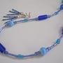 Ocean Blue Bead Necklace and Earrings-1