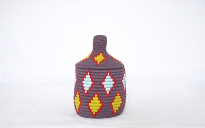  SOLD SOLD SOLD Berber Basket Handwoven Vintage Moroccan Wool Lidded Basket