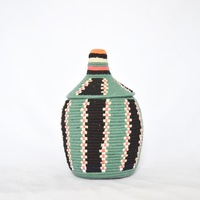 Berber Basket Handwoven Vintage Moroccan Wool Lidded Basket - Thumbnail 2