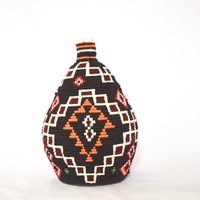  SOLD SOLD SOLD Berber Basket Handwoven Vintage Moroccan Wool Lidded Basket - Thumbnail 1