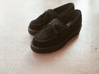 T.U.K Black Tassle Loafer Viva Low Creeper