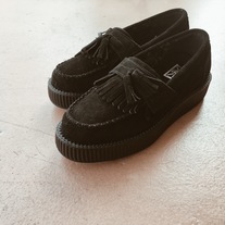 T.U.K Black Tassle Loafer Viva Low Creeper