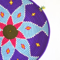 Handmade Vintage Moroccan Round Berber Basket Platter Bowl Tray - Thumbnail 2