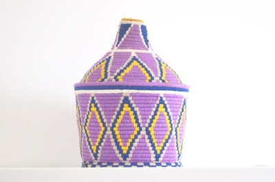  SOLD SOLD SOLD Berber Basket Handwoven Vintage Moroccan Wool Lidded Basket