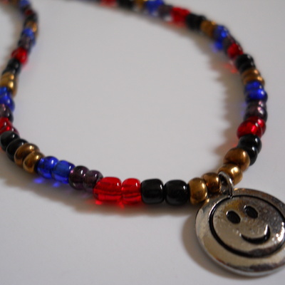 Smiley face bead necklace