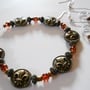 Fleur De Lis Bronze Bead Bracelet and Earrings - Thumbnail 1