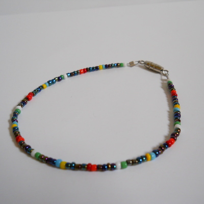 Metallic rainbow bead bracelet