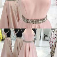 Pink backless long prom dress ,pink evening dresses - Thumbnail 1