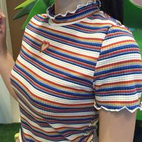 Cut-out Heart Stripe Top - Thumbnail 1