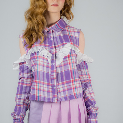 "candy floss" frilled blouse