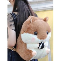 Adorable Soft Plush Hamster Backpack Students Bag - Brown - Thumbnail 1