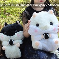 Adorable Soft Plush Hamster Backpack Students Bag - Brown - Thumbnail 2