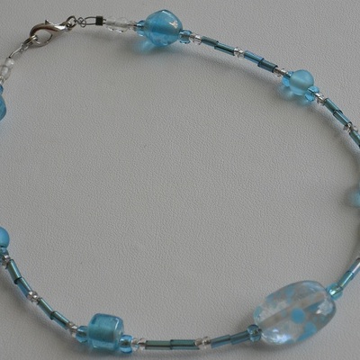 Blue ice choker bead necklace