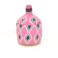    SOLD SOLD SOLD Berber Basket Handwoven Vintage Moroccan Wool Lidded Basket - Thumbnail 2