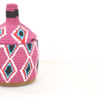    SOLD SOLD SOLD Berber Basket Handwoven Vintage Moroccan Wool Lidded Basket - Thumbnail 3