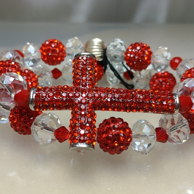 Rhinestone cross bracelet set