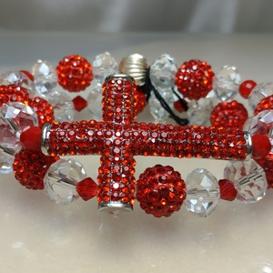 Rhinestone cross bracelet set