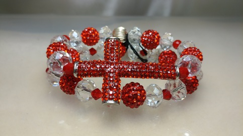 Rhinestone cross bracelet set
