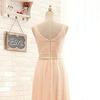 lace bridesmaid dresses, chiffon bridesmaid dresses, Blush pink bridesmaid dresses, bridesmaid dresses - Thumbnail 1