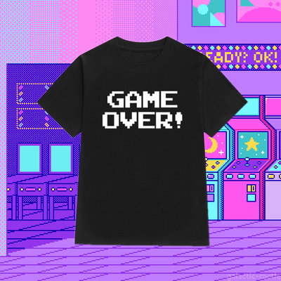 Free Shipping-GAME OVER TEE IN BLACK