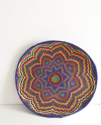 Handwoven Vintage Moroccan Round Berber Basket Platter Bowl Tray