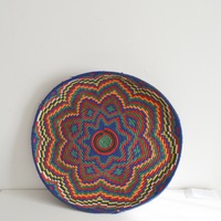 Handwoven Vintage Moroccan Round Berber Basket Platter Bowl Tray - Thumbnail 2