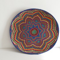 Handwoven Vintage Moroccan Round Berber Basket Platter Bowl Tray - Thumbnail 4