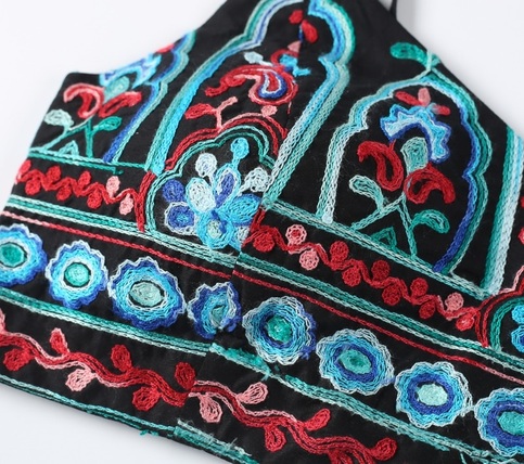 Flower Embroidered 2 Piece Palysuit