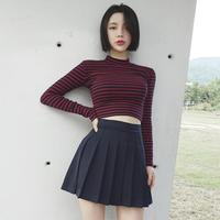 Stripe Mock Neck Crop Top - Thumbnail 1