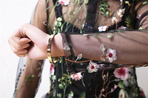 Flowers Sheer Embroidered Top