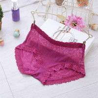 #324 Wholesale 5pcs mixed colors sexy lace ladies underwear high waist jacquard transparent mesh gauze women's panties underpants lingerie - Thumbnail 3