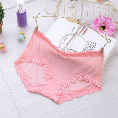 #324 wholesale 5pcs mixed colors sexy lace ladies underwear high waist jacquard transparent mesh gauze women's panties underpants lingerie