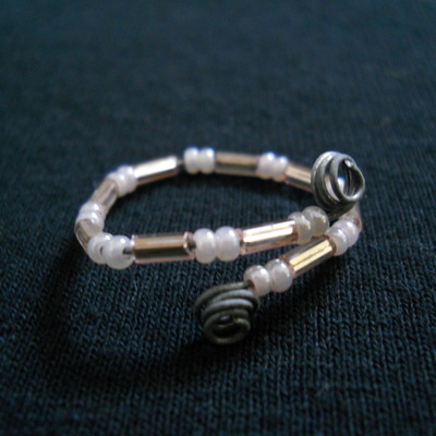 Carnation pink wire bead ring