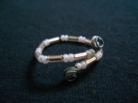 Carnation Pink Wire Bead Ring