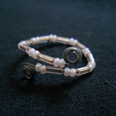 Carnation pink wire bead ring