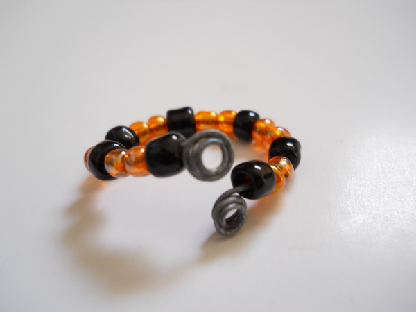 Orange and Black Wire Bead Ring