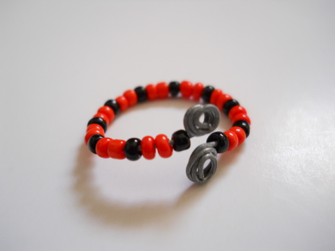Black and Tangerine Wire Bead Ring