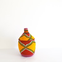  SOLD SOLD SOLD Berber Basket Handwoven Vintage Moroccan Wool Lidded Basket - Thumbnail 3