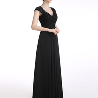 Black Prom Dress,A-line Sweetheart Floor-length Chiffon Cheap Custom Evening Dress MK0509 - Thumbnail 1