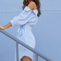One Shoulder Shirt Dress - Thumbnail 2