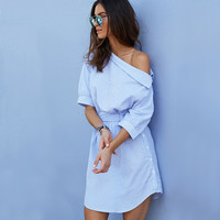 One Shoulder Shirt Dress - Thumbnail 3