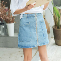 ZIP UP DENIM SKIRT - Thumbnail 3